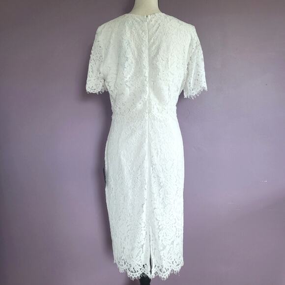 NWT Lulus Devotion White Lace Scalloped Layered Short Sleeve Formal Dress - Picture 10 of 16